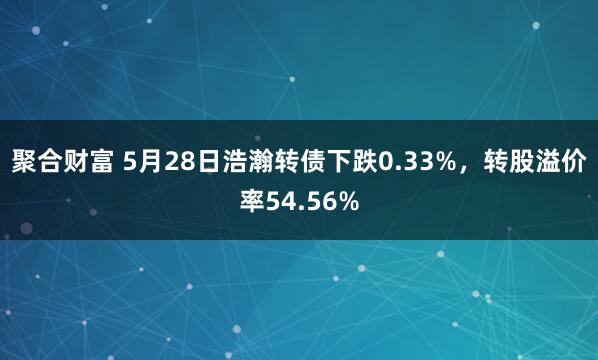聚合财富 5月28日浩瀚转债下跌0.33%，转股溢价率54.56%