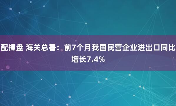 配操盘 海关总署：前7个月我国民营企业进出口同比增长7.4%