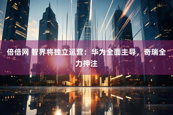 倍倍网 智界将独立运营：华为全面主导，奇瑞全力押注