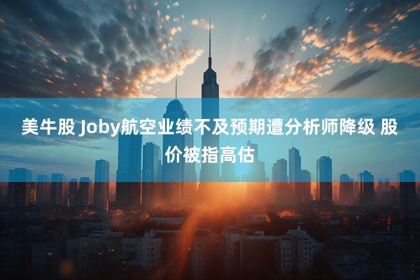 美牛股 Joby航空业绩不及预期遭分析师降级 股价被指高估